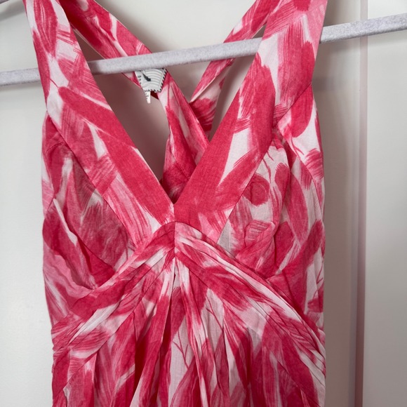 Anthropologie Postmark Pink White Abstract Print Cotton Dress with Slip Size 00P - Picture 2 of 8
